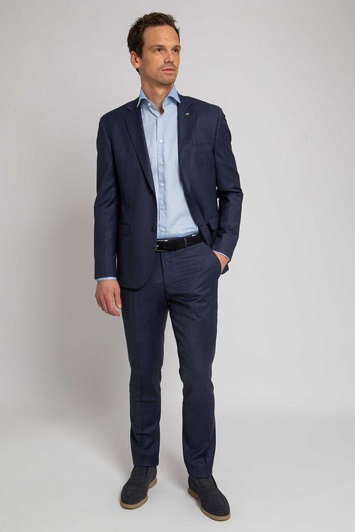 Passande Kostym Lucius Birdseye Ull Mörkblå Model / Voorkant