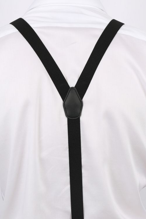 Passande Svarta Suspenders Model / Achterkant