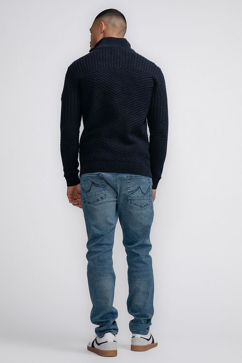 Petrol Cardigan à Câble Nunam Marine Model / Achterkant