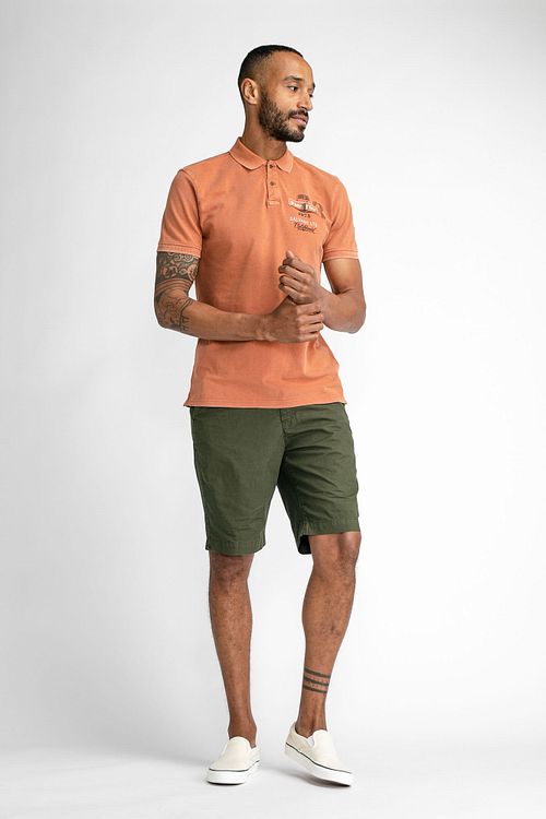 Petrol Polo Shirt Logo Orange Model / Voorkant