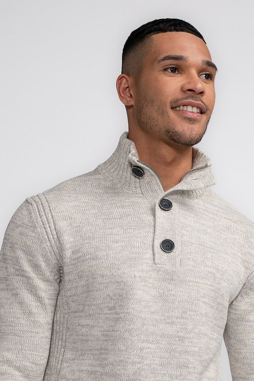 Petrol Mocker Pull Melange Hellgrau Model / Detail