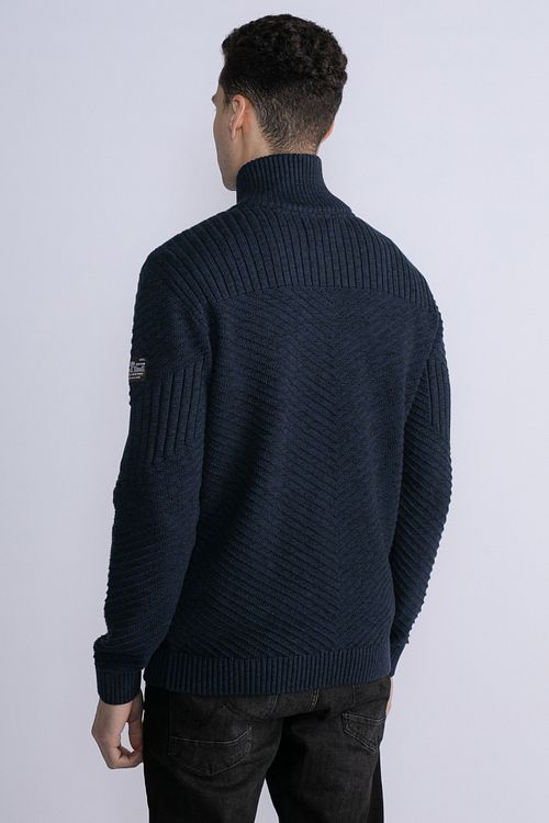 Petrol Strickjacke Kankakee Navy Model / Achterkant