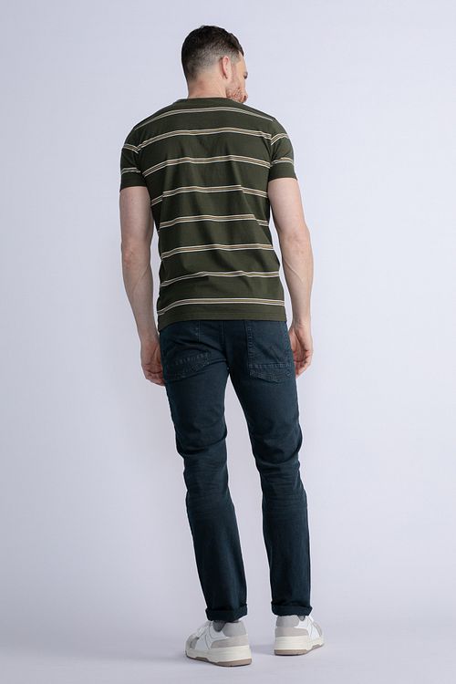 Petrol T-shirt Rugby Stribet Mørkegrøn Model / Achterkant