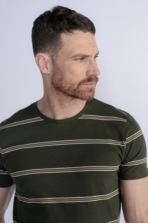 Petrol T-skjorte Rugby Stripete Mørkegrønn Model / Detail