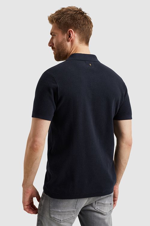 PME Legend dzianinowe Polo w kolorze granatowym Model / Achterkant