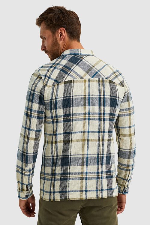 Overshirt w kratę PME Legend w kolorze ecru Model / Achterkant