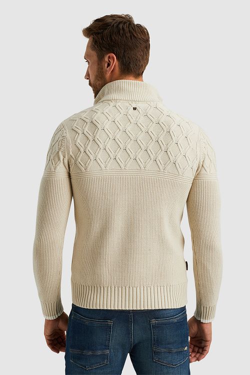 PME Legend Knitted Half Zip Trui Ecru Model / Achterkant