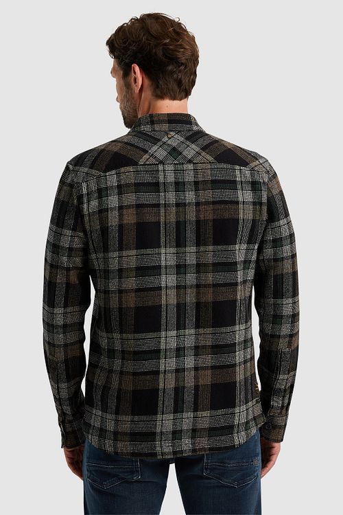 PME Legend Overshirt Kariert Schwarz Grau Model / Achterkant