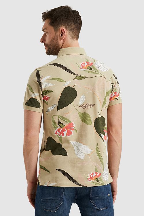 PME Legend Polo Print Beige Model / Achterkant