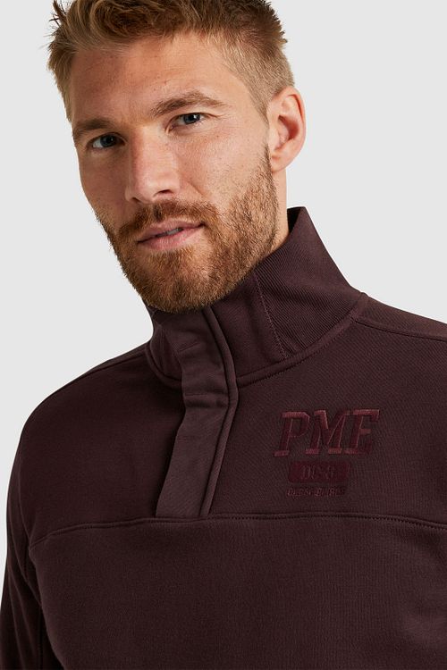 PME Legend Pull zippé à demi-bouton Bordeaux Model / Detail