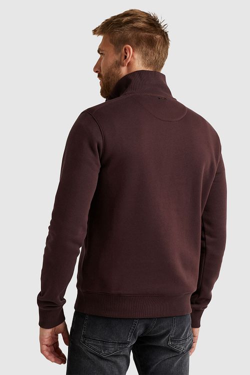PME Legend Pullover mit halber Knopfleiste und Reißverschluss Bordeaux Model / Achterkant