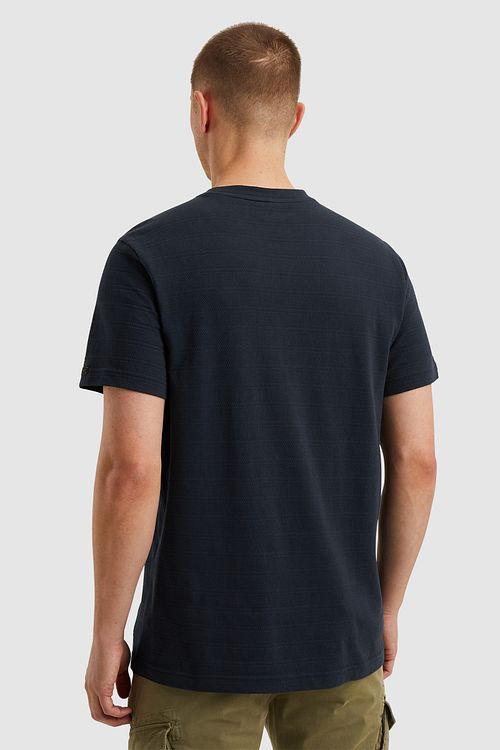 PME Legend T-skjorte Jacquard Stripe Navy Model / Achterkant