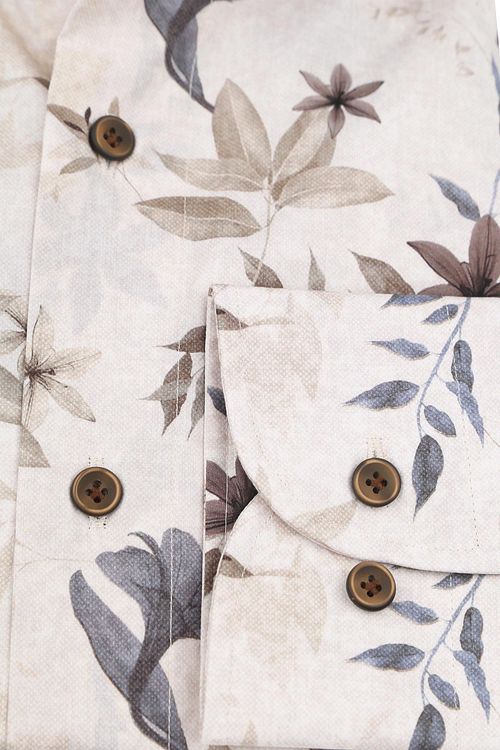 Profuomo Chemise Impression Fleurs Beige Product / Detail