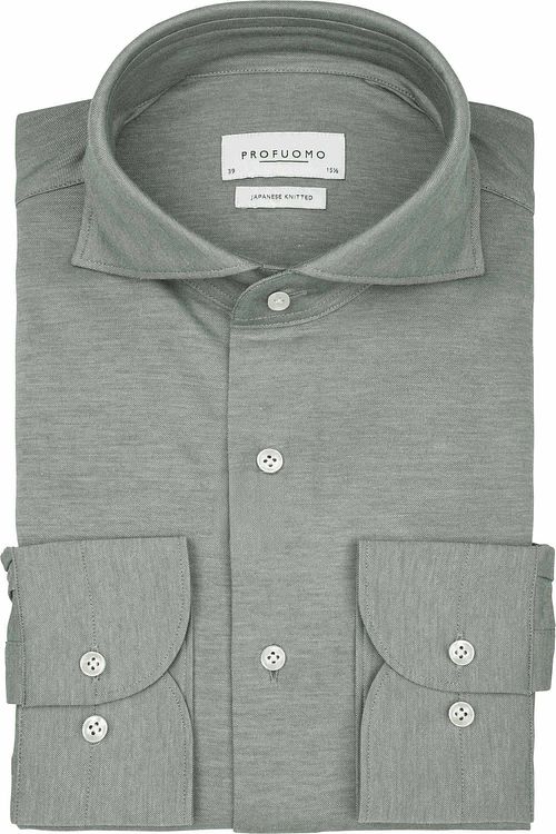 Profuomo Japanese Knitted Hemd Melange Grün