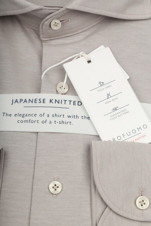 Profuomo Japońska dzianinowa koszula melange beżowa Product / Detail