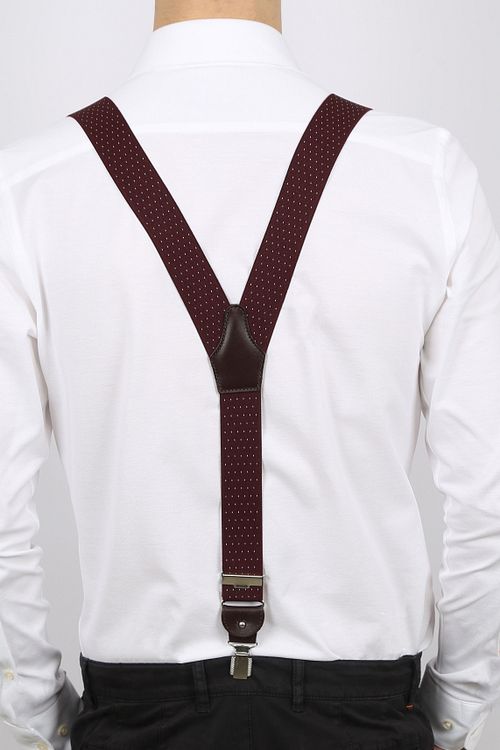 Profuomo Luxe Bretellen Bordeaux-Wit Model / Achterkant