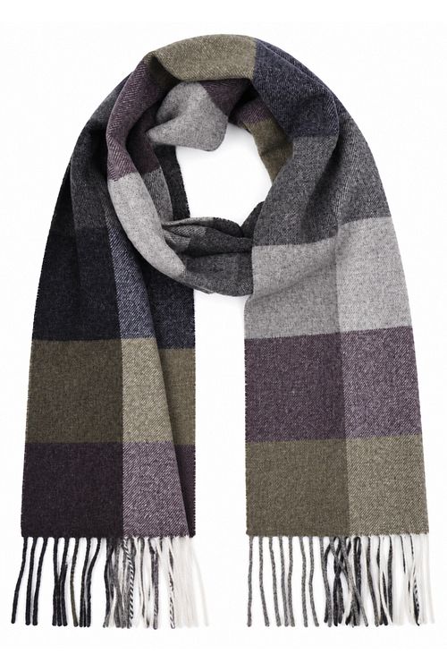 Profuomo Scarf Lambswool Check Purple Grey Green