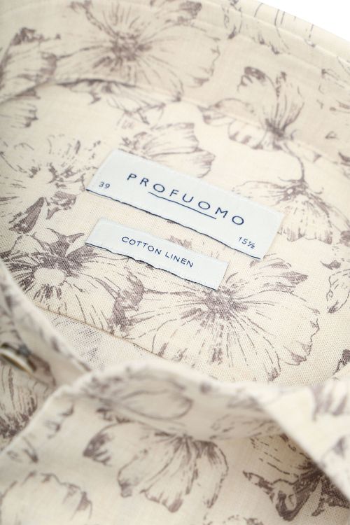 Profuomo Shirt Floral Print Beige Product / Detail
