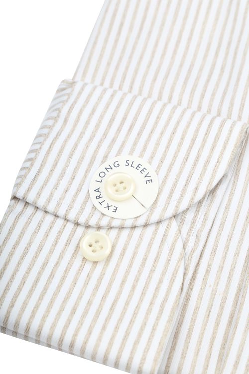 Profuomo Shirt Extra Long Sleeve Travel Striped Beige Product / Detail