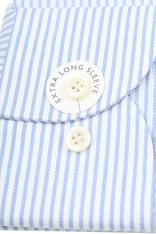 Profuomo Skjorte Med Ekstra Lange Armer Travel Stripet Lys Blå Product / Detail