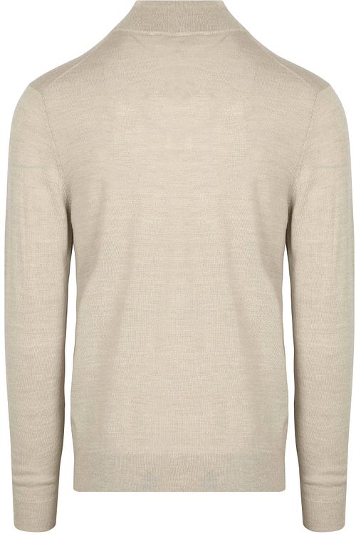 Sweter Profuomo Half Zip z wełny merynosów w kolorze beżowym Product / Achterkant