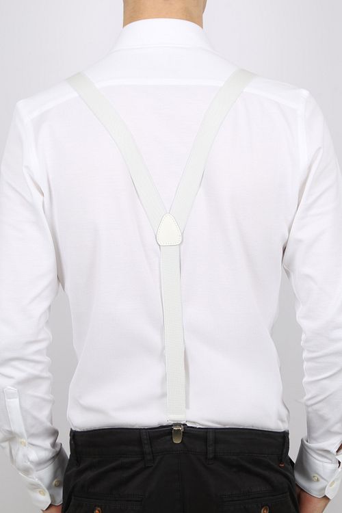 Profuomo Suspenders Solid White Model / Achterkant
