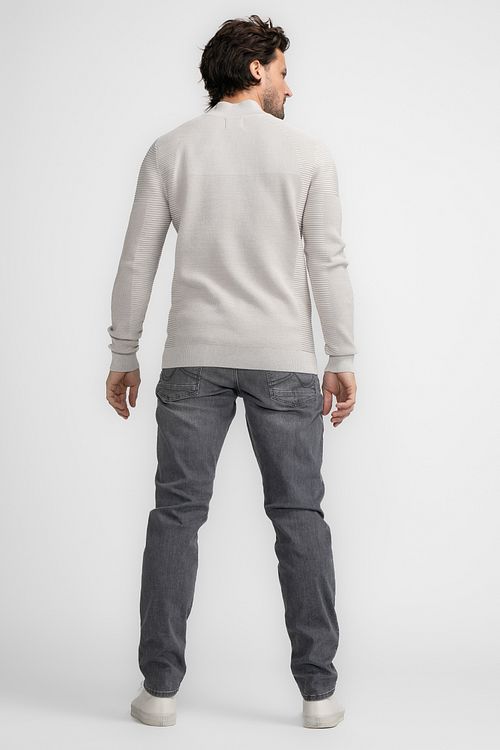Pullover Petrol half zip écru Model / Achterkant