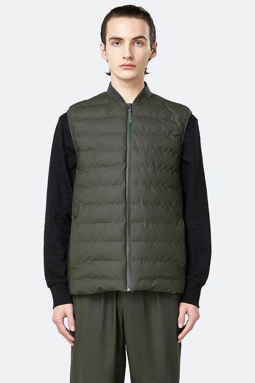 Rains Veste Sans Manches Vert Foncé Model / Voorkant