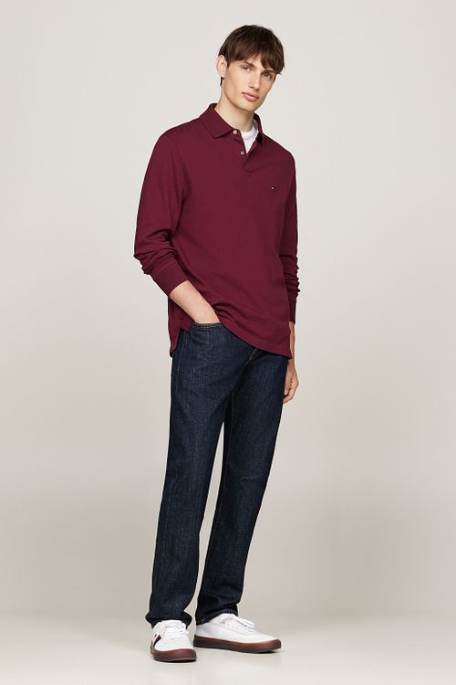 Tommy Hilfiger langærmet polo i bordeauxrød Model / Voorkant