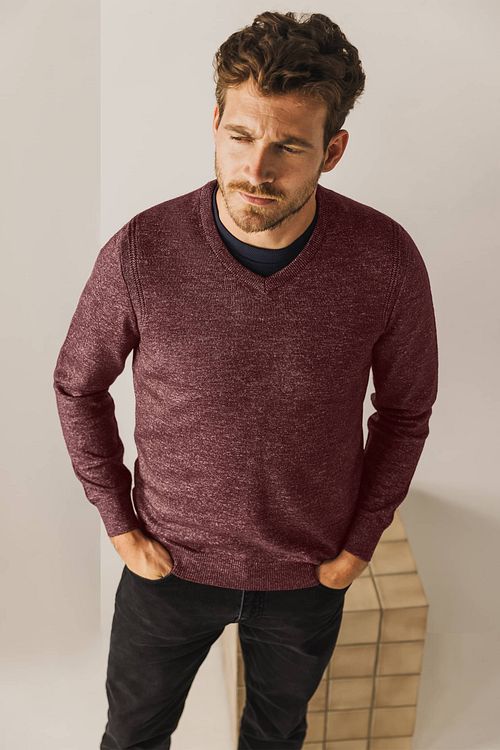 Jersey State of Art con cuello de pico en mélange burdeos Model / Voorkant