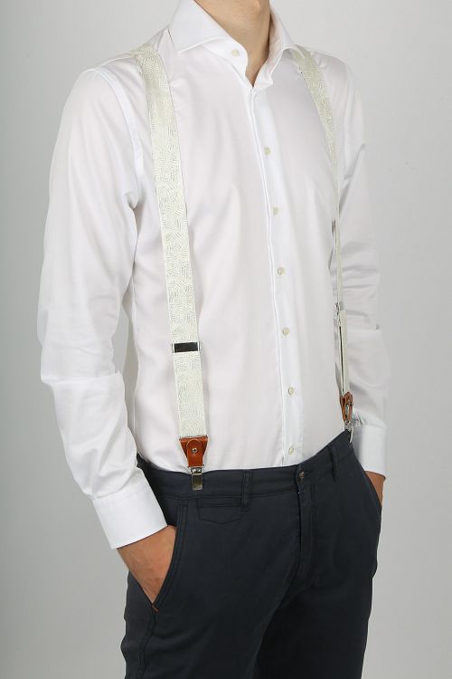 Sir Redman Nokkelbånd Bryllupspakke Festlige blader Off-white Model / Zijkant