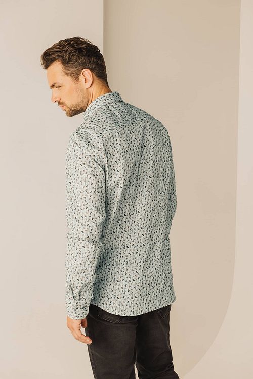 Camicia State of Art in popeline stampato azzurro chiaro Model / Achterkant