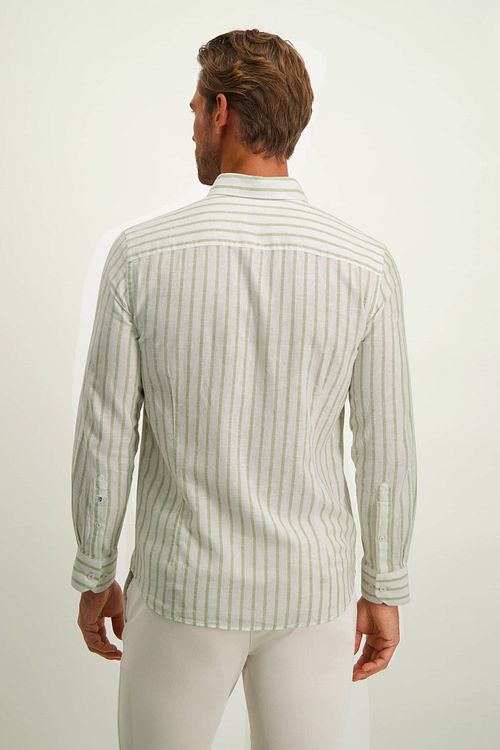 State of Art Chemise De Lin Rayures Vert Model / Achterkant