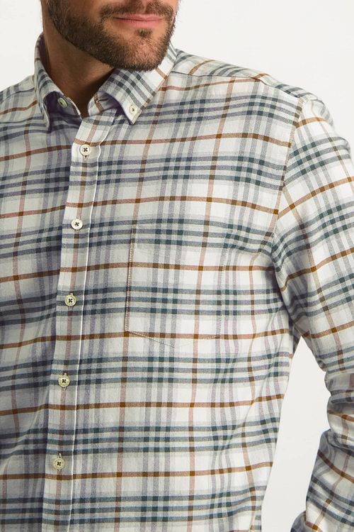 State of Art Chemise A Carreaux Greige Model / Detail