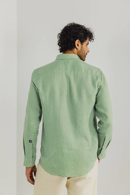 State of Art Chemise De Lin Vert Model / Achterkant