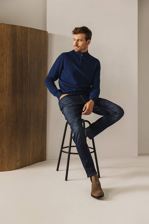 State Of Art Half Zip Pullover Estate Dunkelblau Model / Voorkant