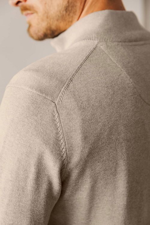 State Of Art Half Zip Trui Oak Ecru Model / Detail