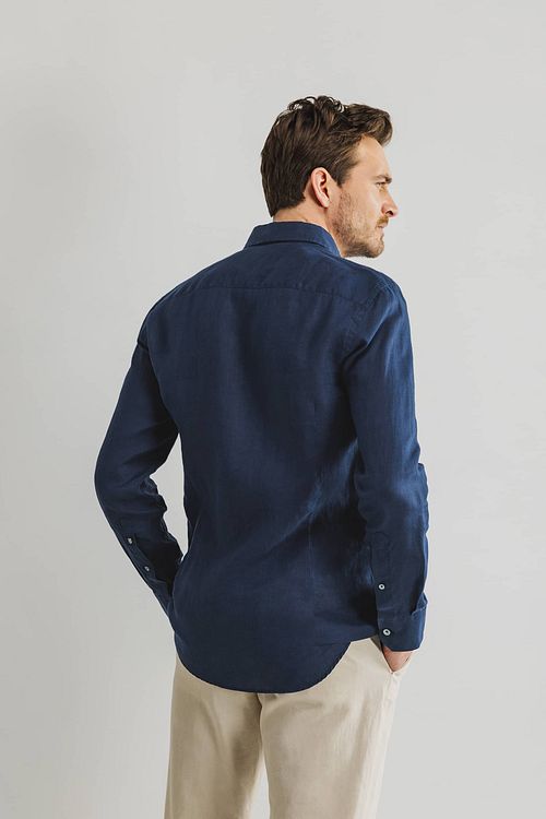 State Of Art Hemd Linnen Navy Model / Achterkant