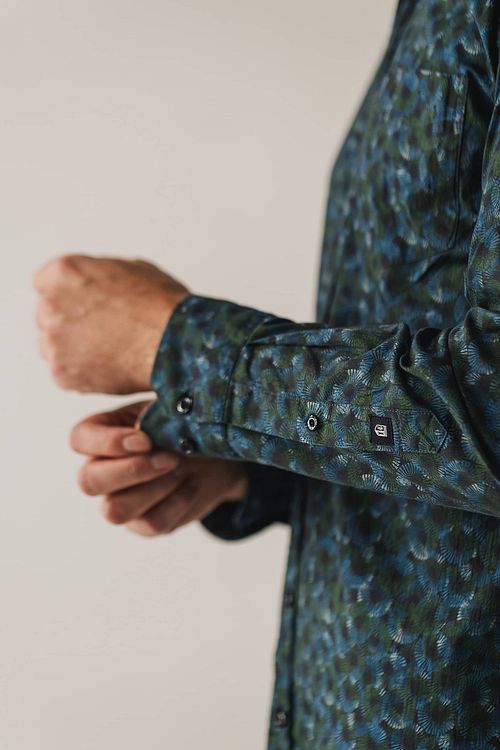 State Of Art Hemd Poplin Print Navy Groen Model / Detail