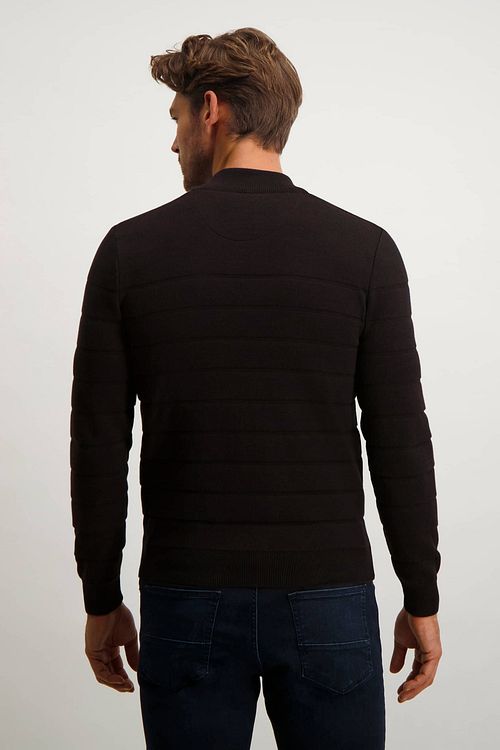 State Of Art Strickjacke Texturierte Streifen Dunkelbraun Model / Achterkant