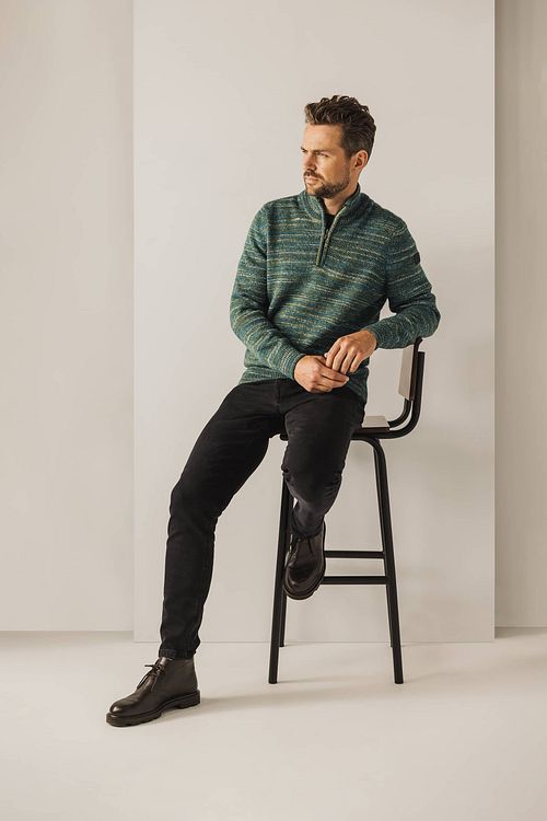 State Of Art Half Zip Pullover Melange Green Model / Voorkant