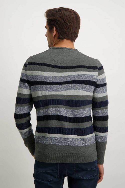 State Of Art Jacquard Pullover Stripe Grey Model / Achterkant