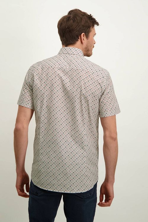 State Of Art Short Sleeve Overhemd Print Roze Model / Achterkant