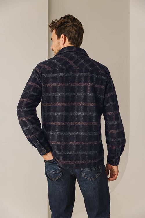 State Of Art overshirt z mieszanki wełny w kratę, granatowy Model / Achterkant