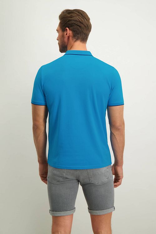 State Of Art Pique Poloshirt i Petrol Blå Model / Achterkant