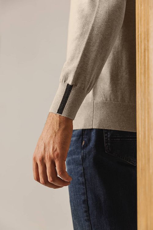 State Of Art Pull Half Zip Oak Ecru Model / Detail