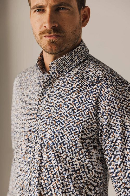 State Of Art Skjorte Poplin Print Blå Rød Model / Detail