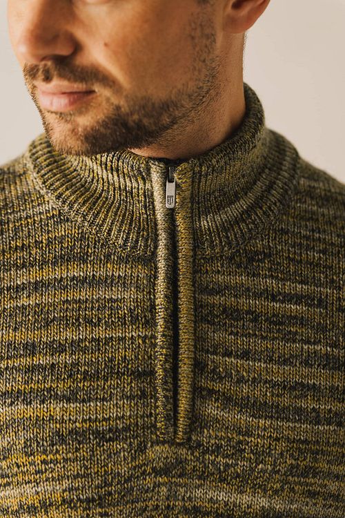 State Of Art sweter melange z półzamkiem w kolorze żółtym Model / Detail