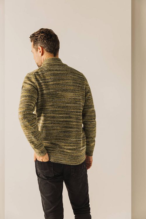 State Of Art sweter melange z półzamkiem w kolorze żółtym Model / Achterkant