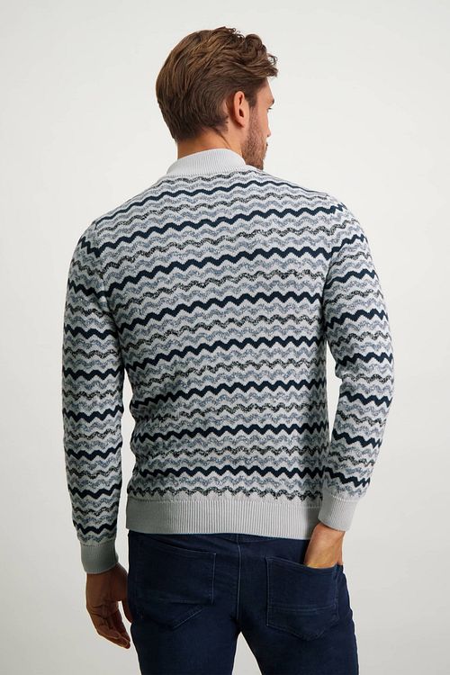 State Of Art Half Zip Grijsblauw Print Model / Achterkant